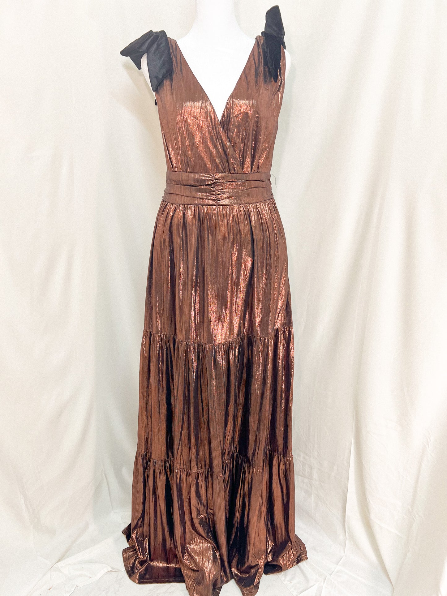 Bronze tiered maxi dress