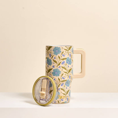 20 oz Lifestyle Flip Straw Tumbler–Poppin' Petals Aqua