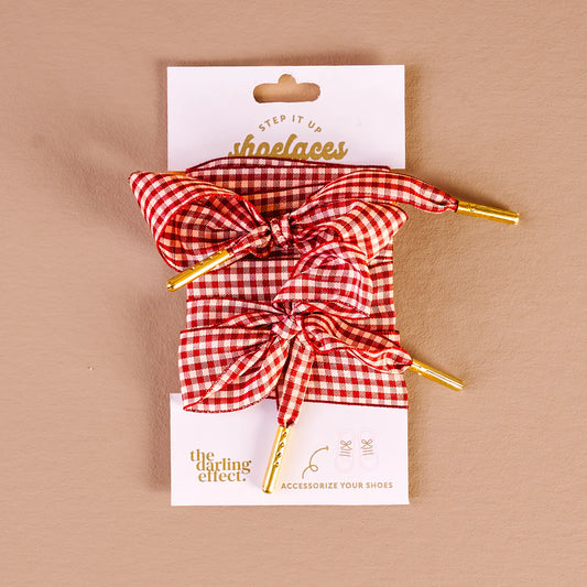 Red Gingham Shoe Laces