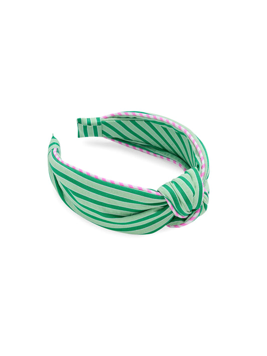 GREEN STRIPE KNOTTED HEADBAND