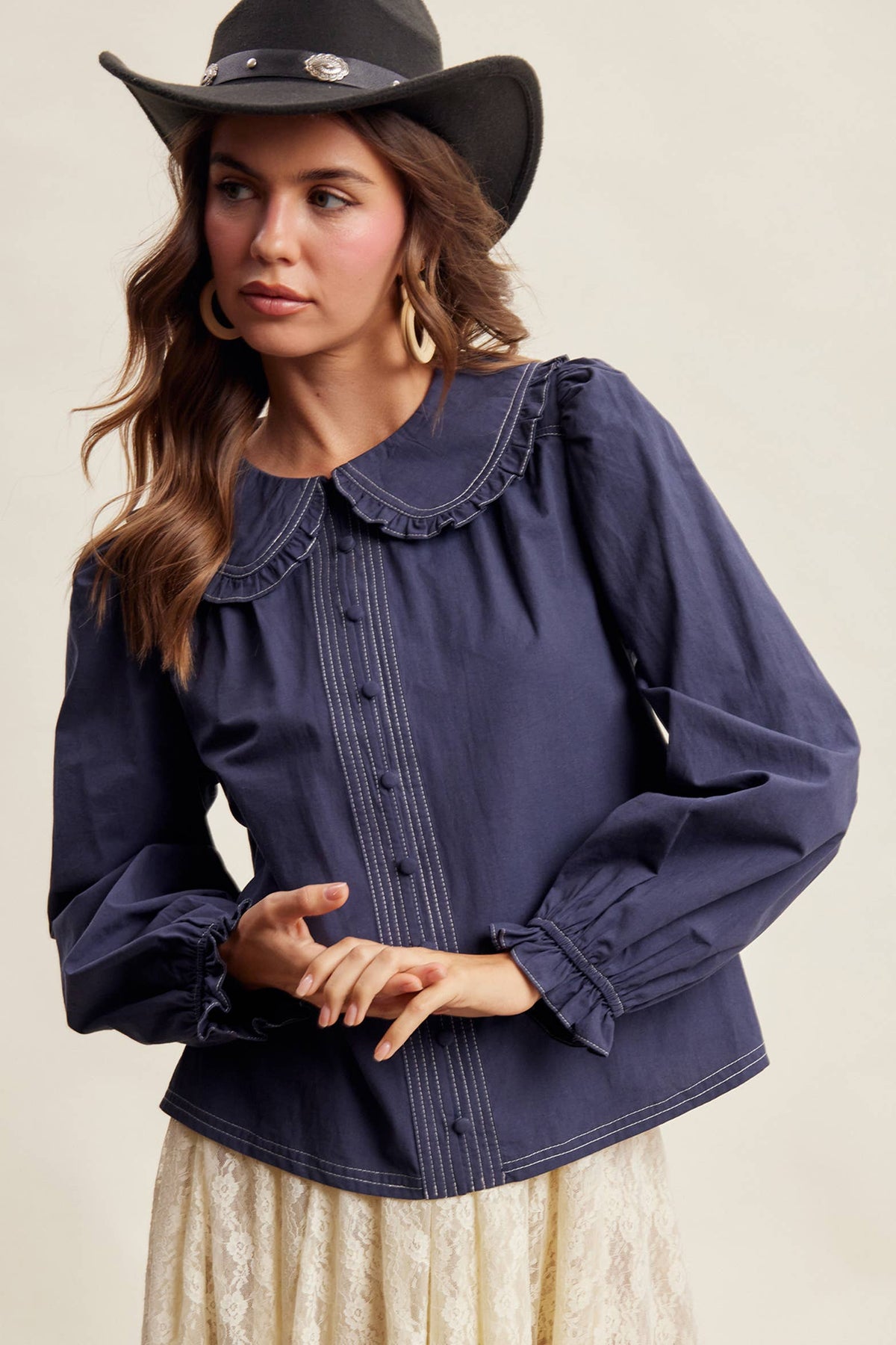 The Claire Top in Navy