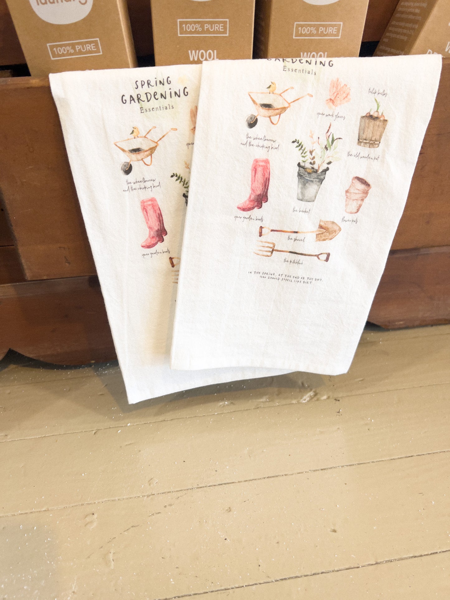 Spring garden tea towels