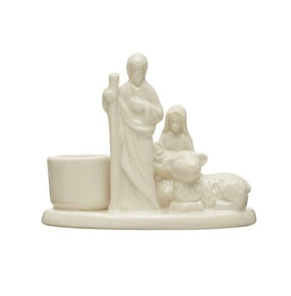 Stoneware Nativity Taper Holder