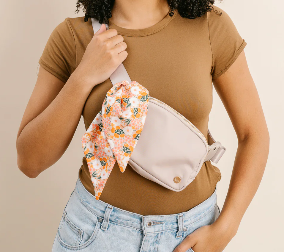 Natural beige belt bag + hair scarf