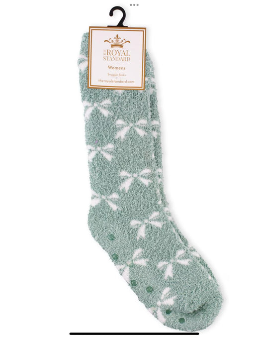 Bow Snuggle Socks in Blue — ONE SIZE