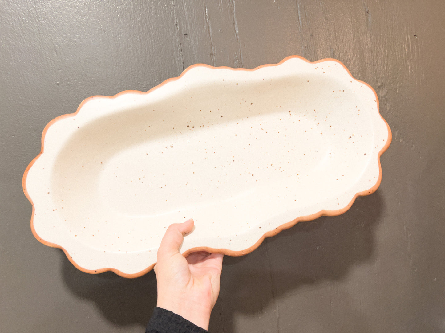 Stoneware scalloped platter