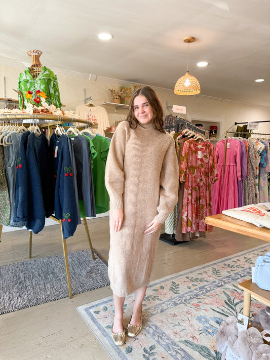 The Taupe Mock Sweater Dress