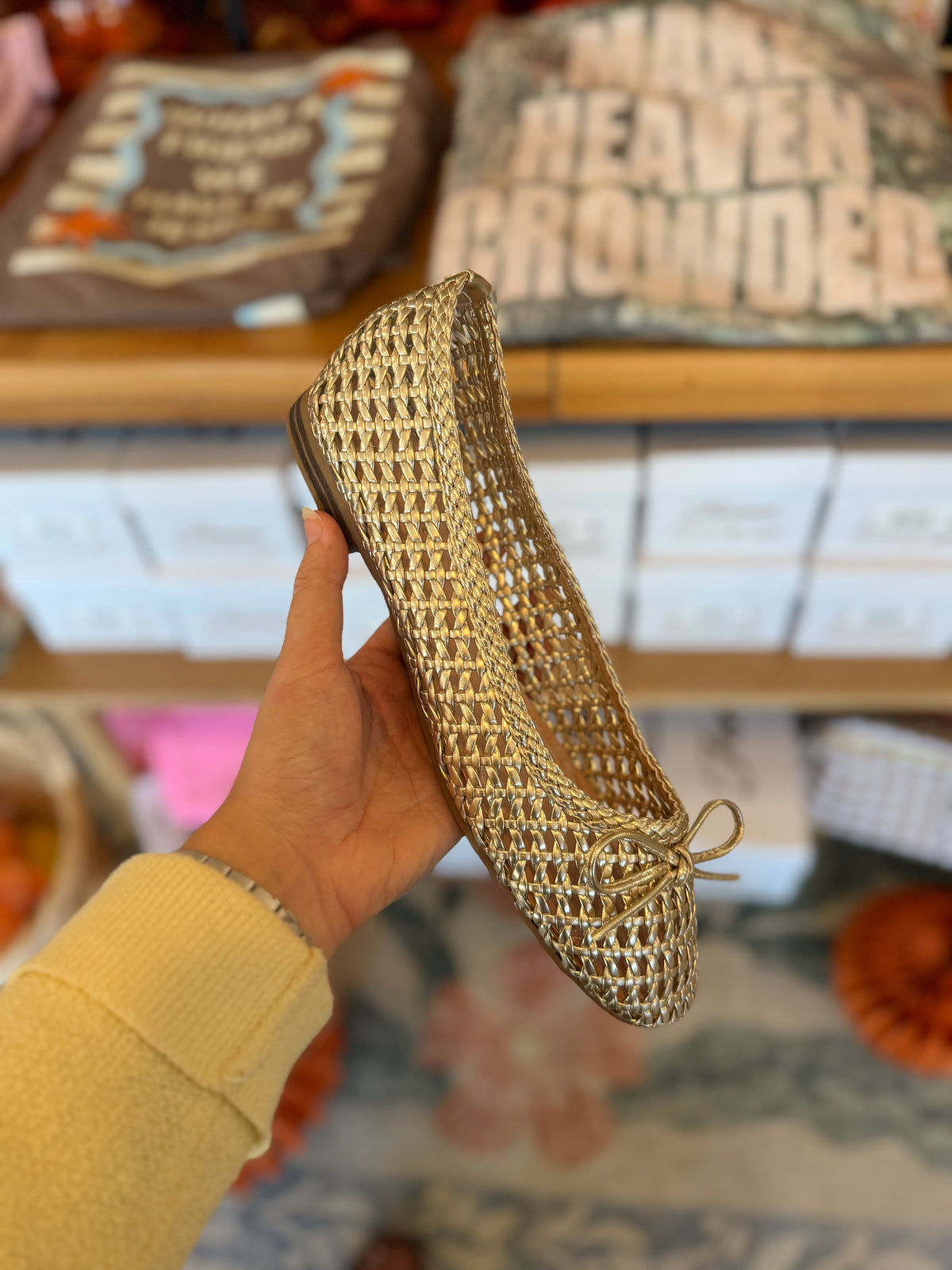 Gold Woven Ballet Flat