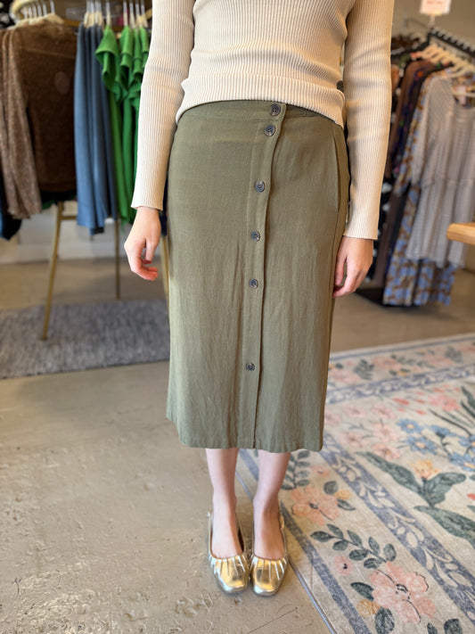 The Olive Linen Skirt