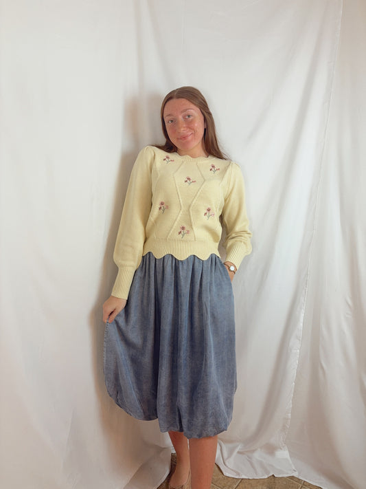 The Hazel Bubble Denim Skirt