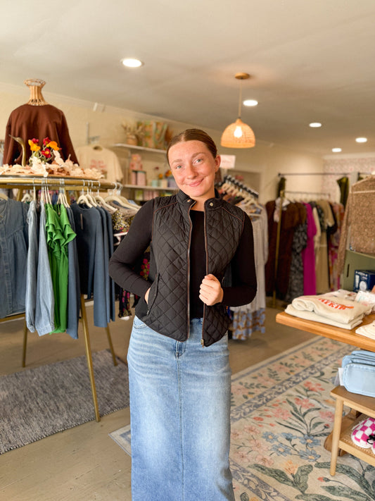 The Black Quilted Vest