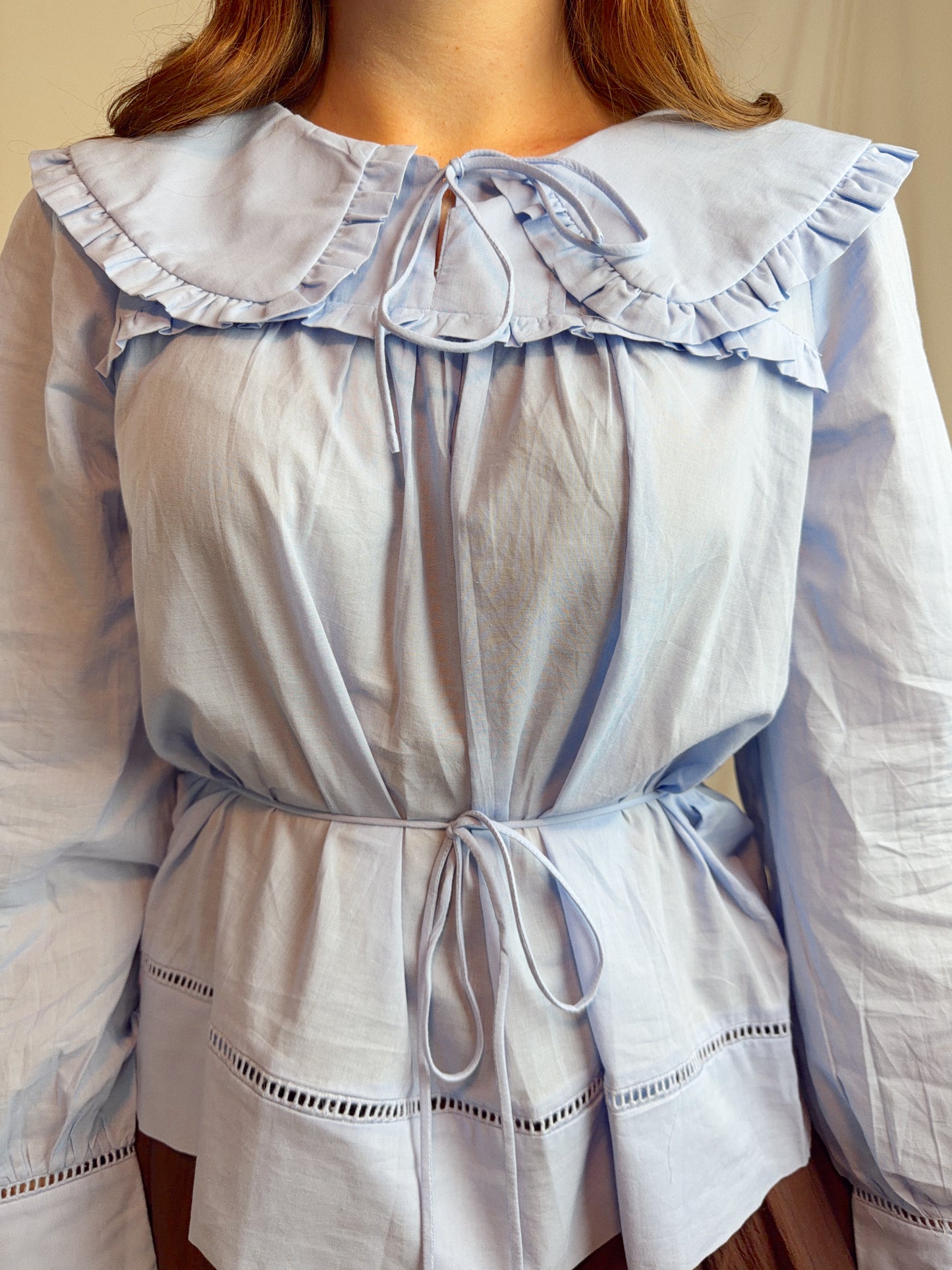 The Peter Pan Collar Top in blue