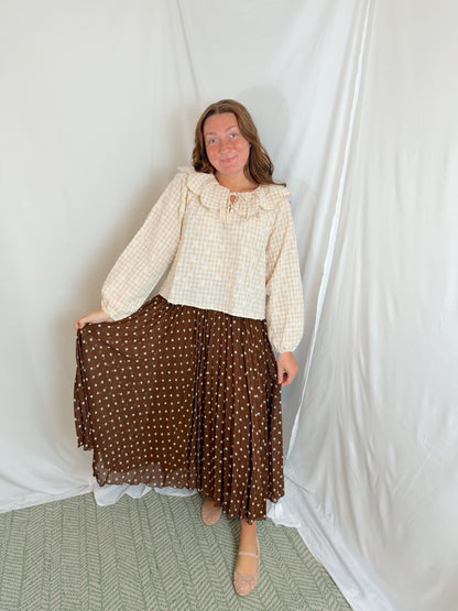 Polka Dot Pleated Skirt