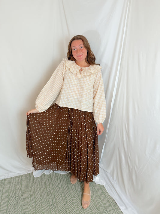 Polka Dot Pleated Skirt