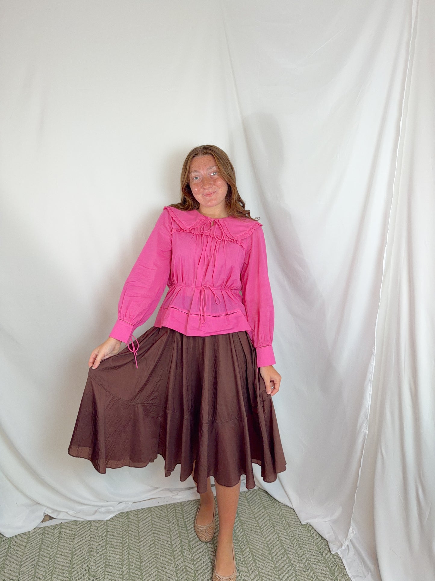 The Peter Pan Collar Top in pink