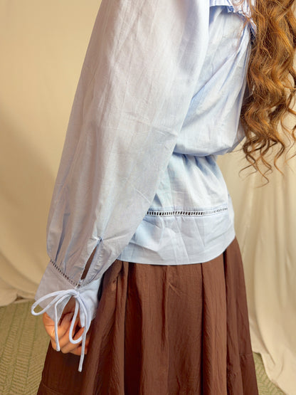 The Peter Pan Collar Top in blue