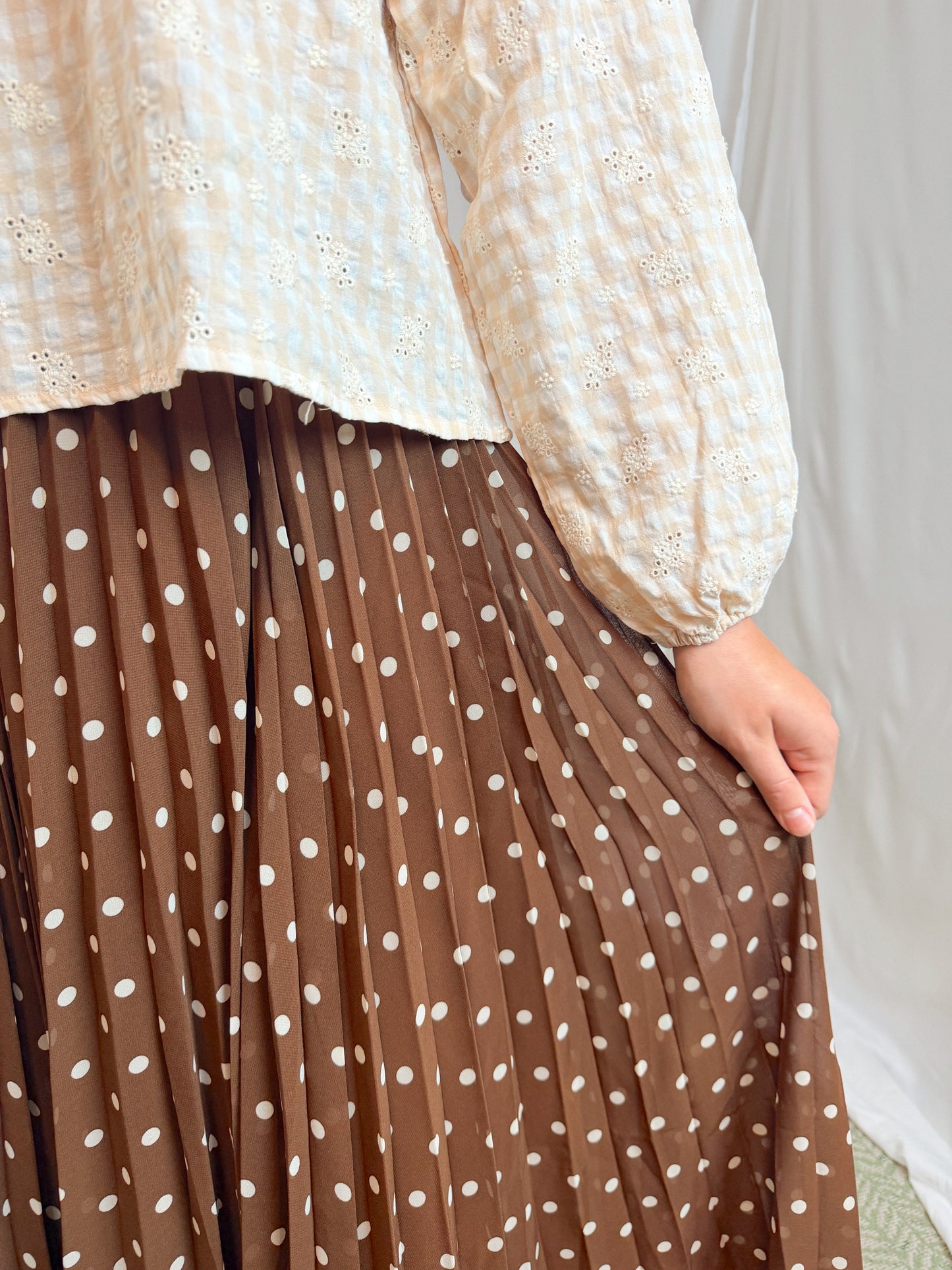 Polka Dot Pleated Skirt