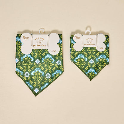 Bow-Wow Pet Bandana–Everbloom Forest Green: S/M