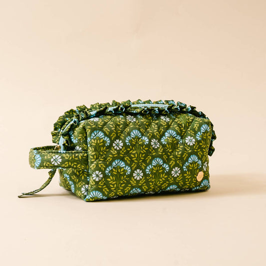 Essentials Quilted Cosmetic Pouch–Everbloom Forest Green