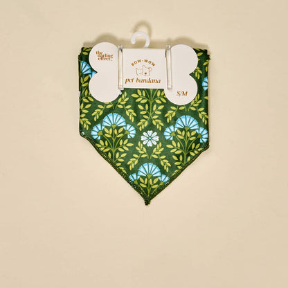 Bow-Wow Pet Bandana–Everbloom Forest Green: S/M