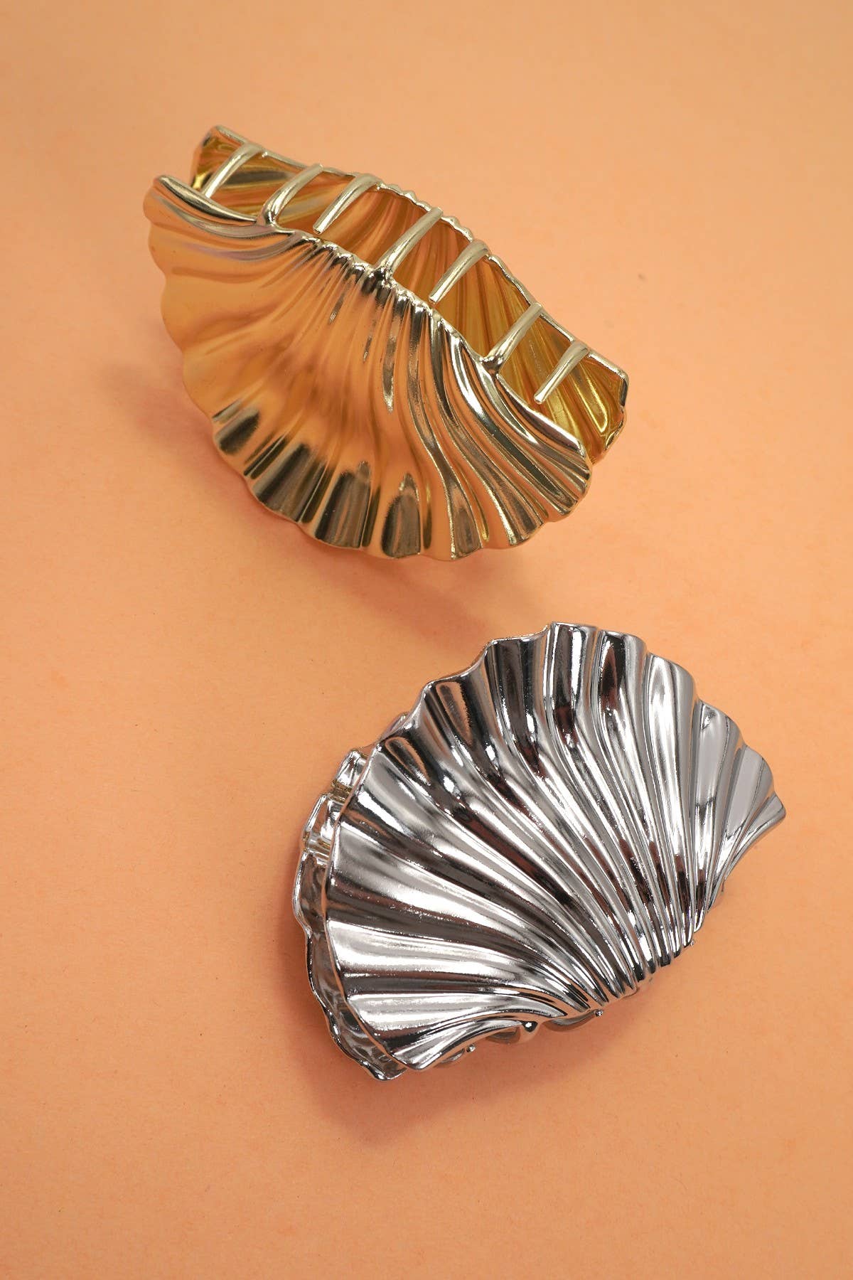 SEASHELL  GOLD SILVER ALLOY HAIR CLAW HAIR CLIP