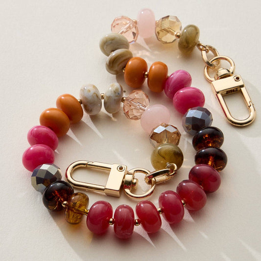 Mixed Bead Bag Keychain with Gold Clasps