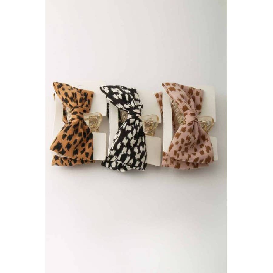 Cotton Leopard Bow Hair Claw