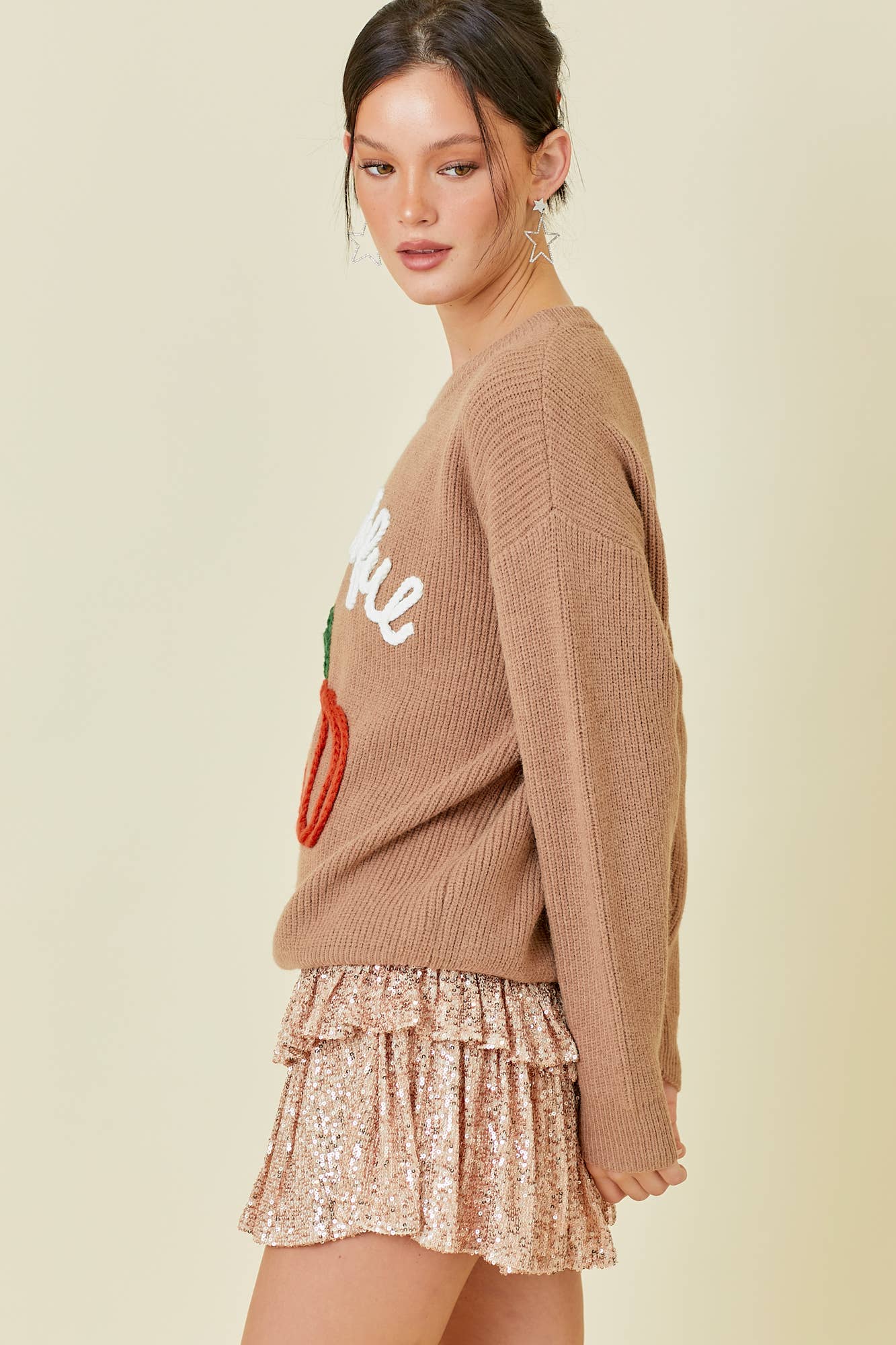 Thankful Pumpkin Embroidered Sweater Top