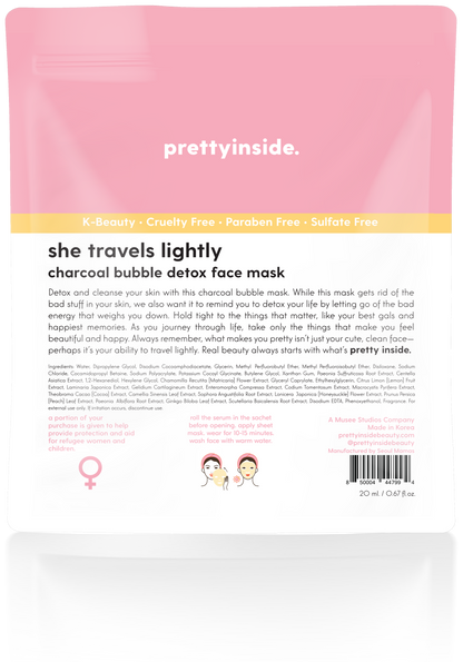 PrettyInside 'She Travels Lightly' Charcoal Face Mask