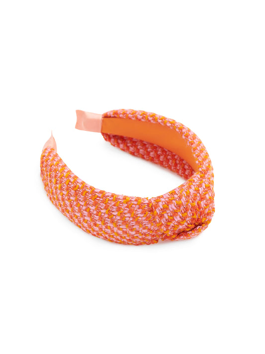 ORANGE TEXTURED KNOTTED HEADBAND
