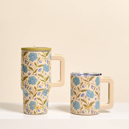 20 oz Lifestyle Flip Straw Tumbler–Poppin' Petals Aqua