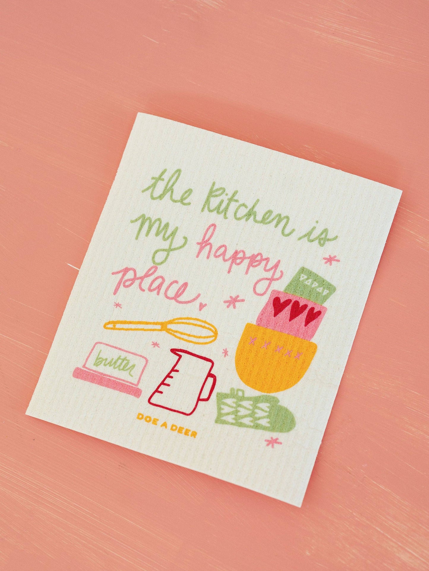 Kitchen is My Happy Place Swedish Dishcloth